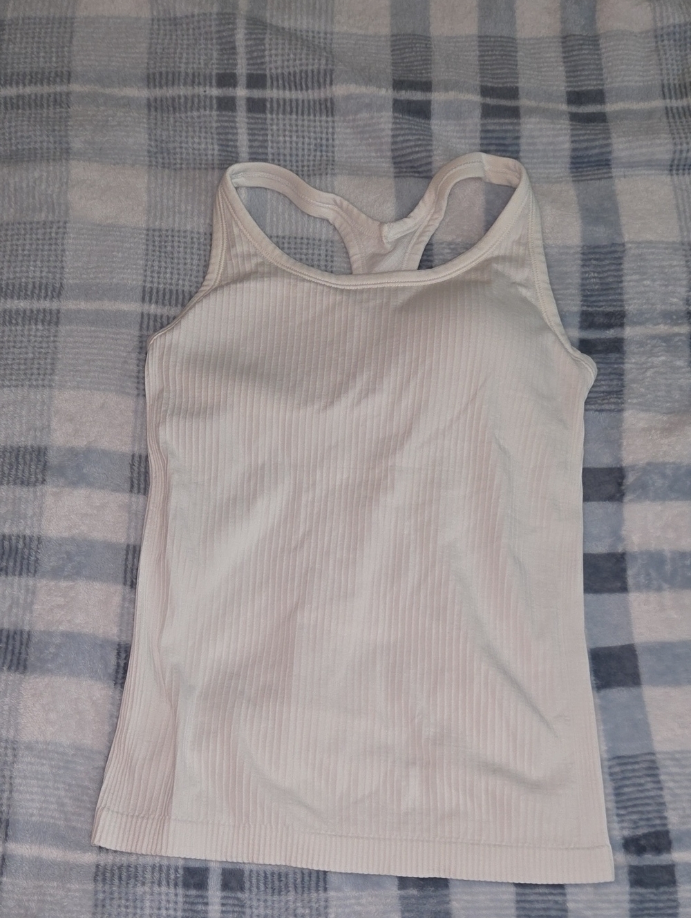 lululemon athletica White Ribbed Racerback Tank